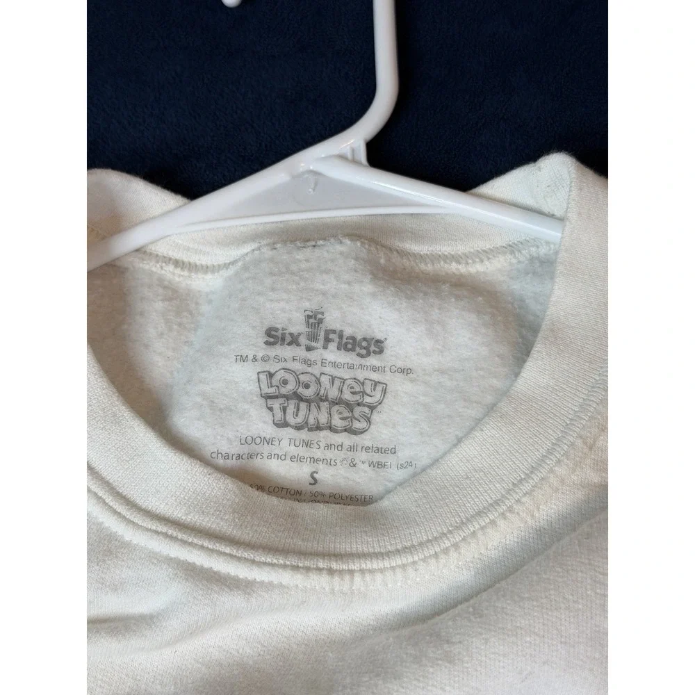 Six Flags Looney Tunes Marvin The Martian Crewneck Sweatshirt Adult Small White